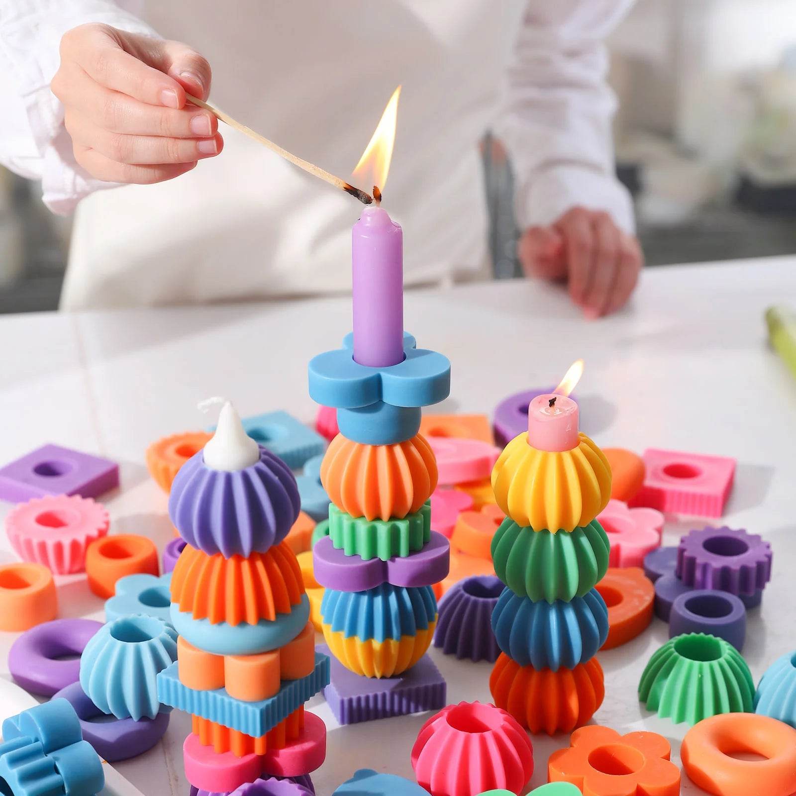 Boowan Nicole: 2.2 cm Building Blocks Stackable Candle Silicone Mold - BohriAli.com