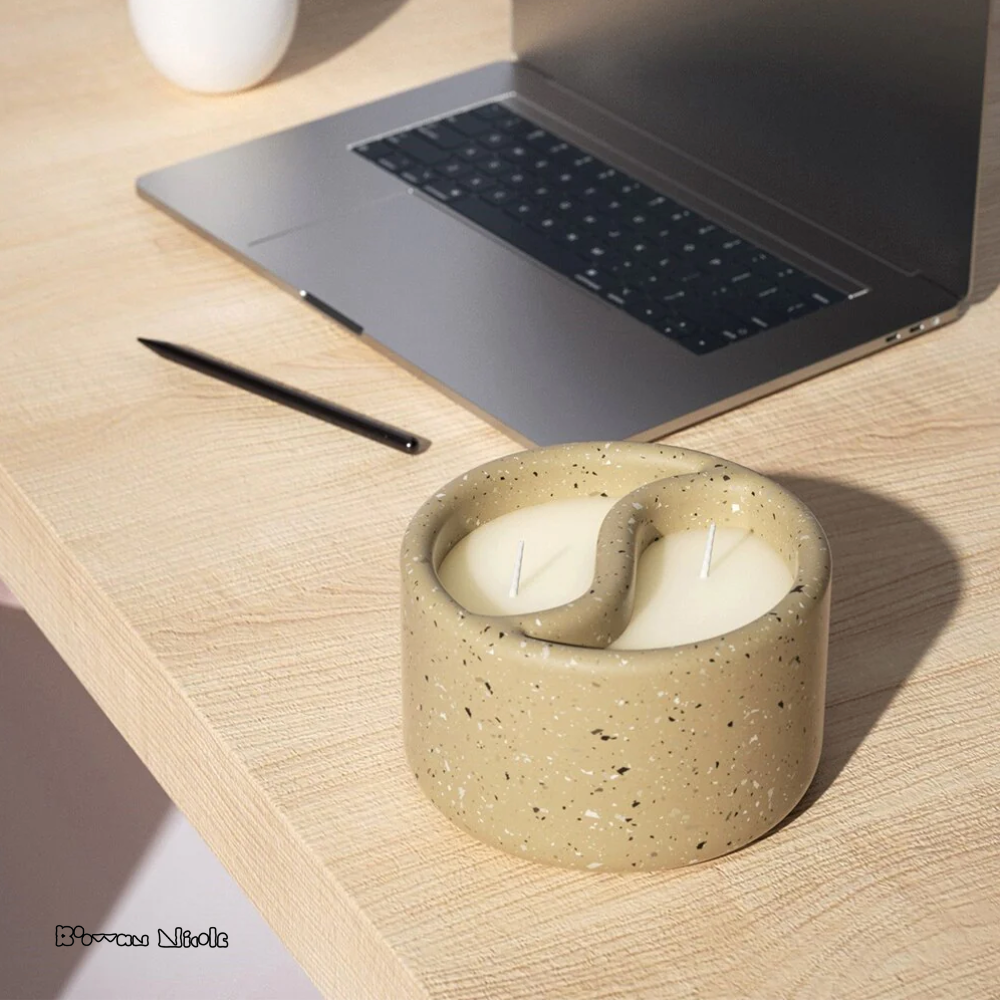 Boowan Nicole: Yin Yang Concrete Candle Jar Silicone Mold