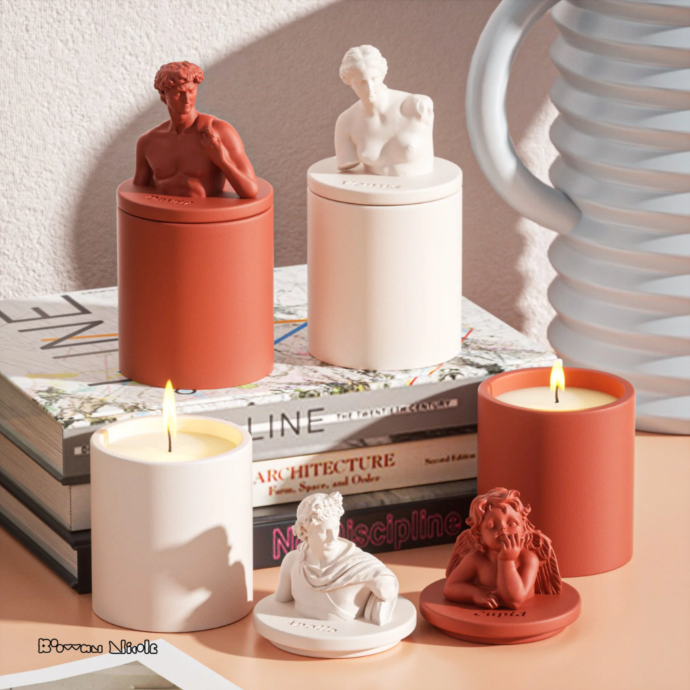 Boowan Nicole: Mythology Sculptures CUPID Concrete Candle Jar Silicone Mould