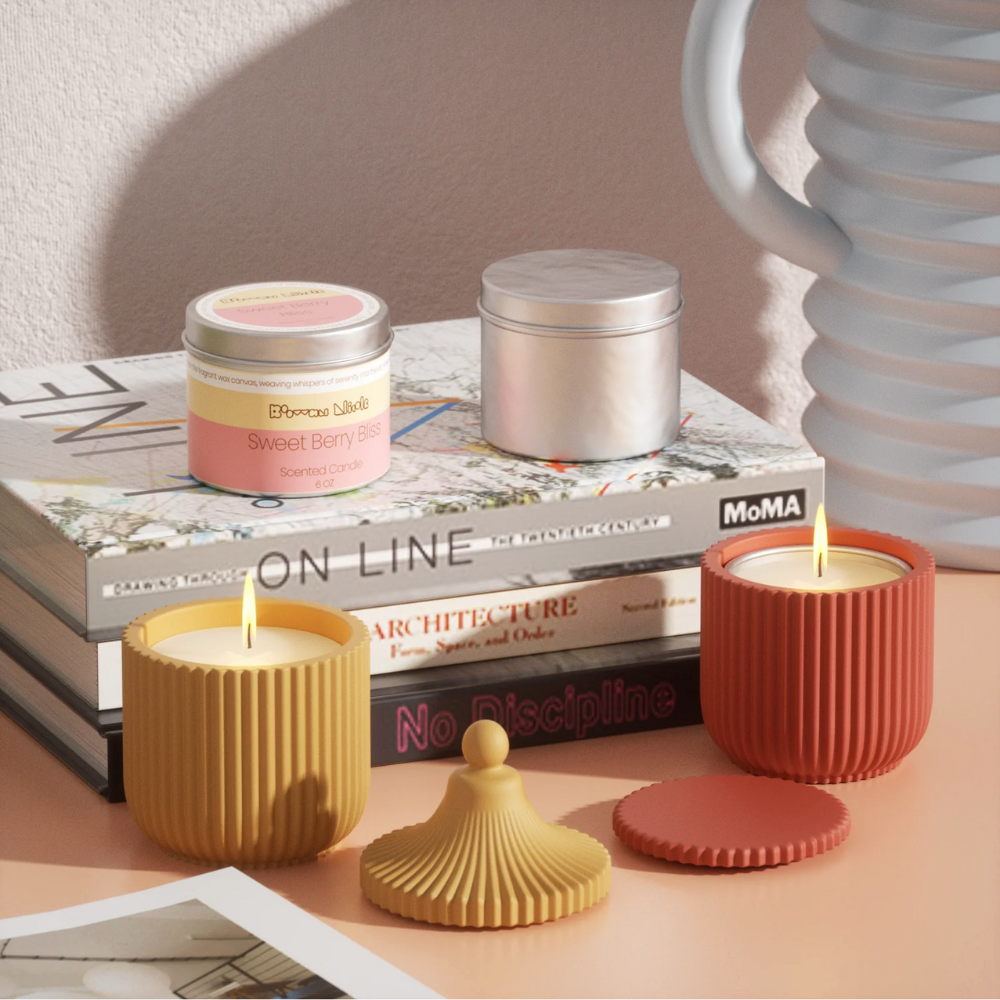 Boowan Nicole: Carousel Ridged Candle Jar Silicone Mould