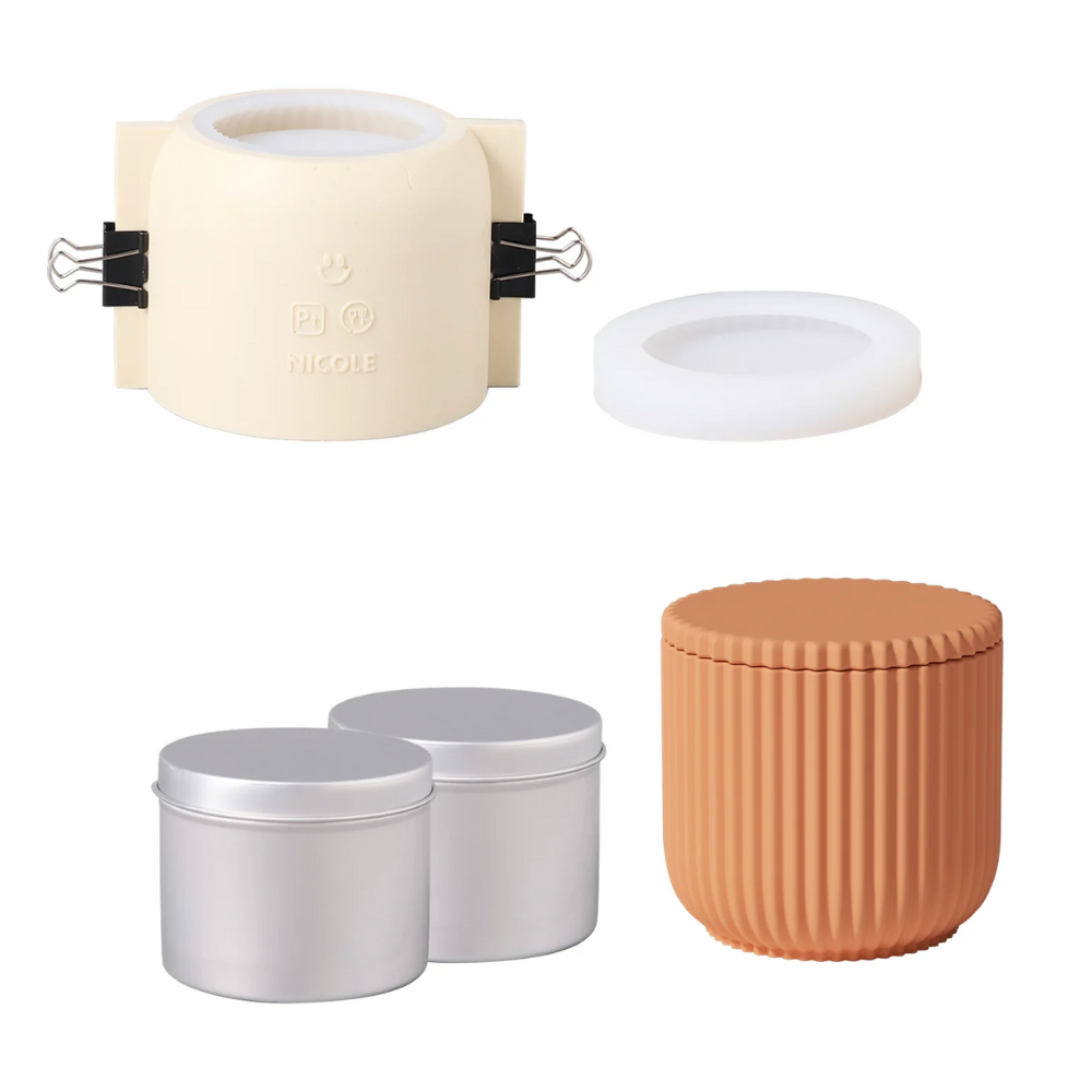 Boowan Nicole: Carousel Ridged Candle Jar Silicone Mould