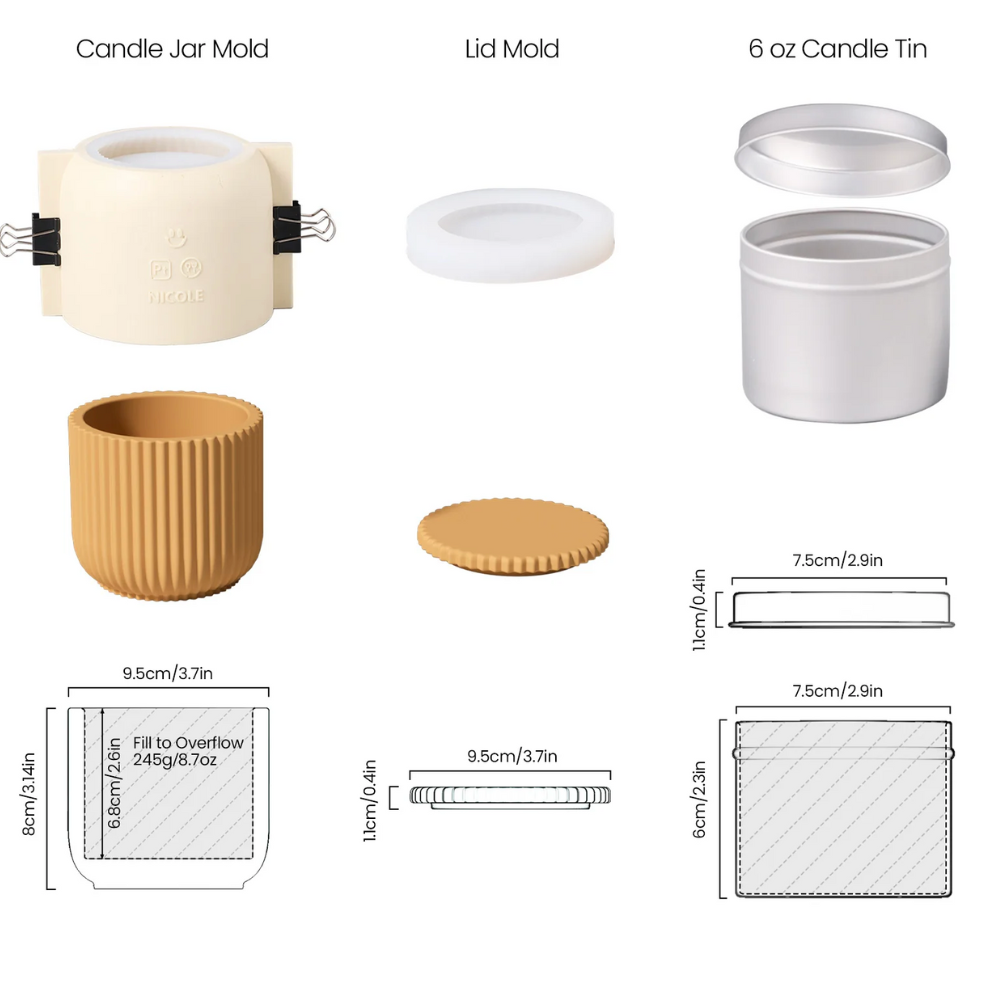 Boowan Nicole: Carousel Ridged Candle Jar Silicone Mould