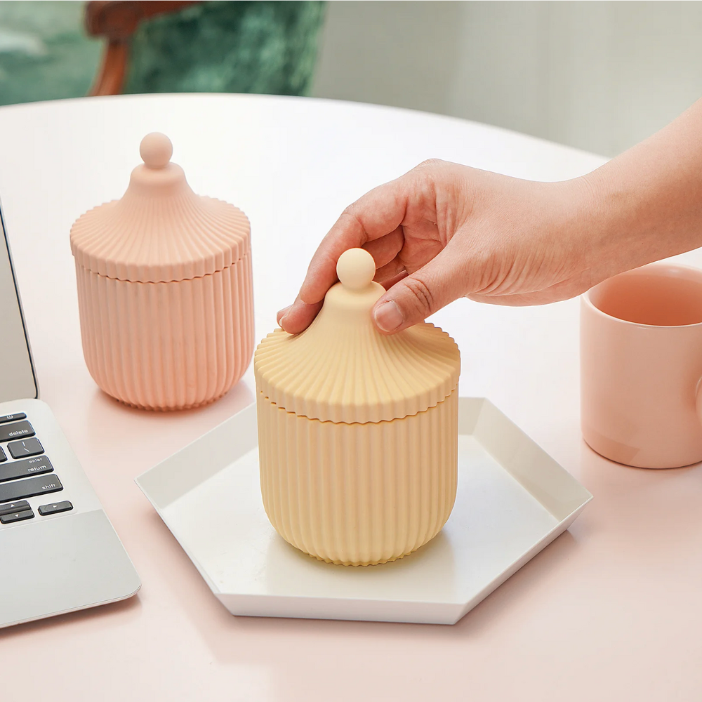 Boowan Nicole: Carousel Ridged Candle Jar (Pointed Lid) with 6 OZ Refill Candle Tin