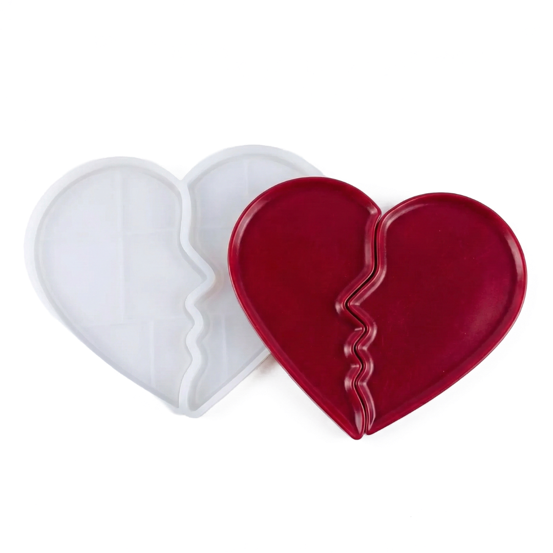Broken Heart Tray Silicone Mould (2-Piece Set) | For Concrete | Jesmonite®️| Resin