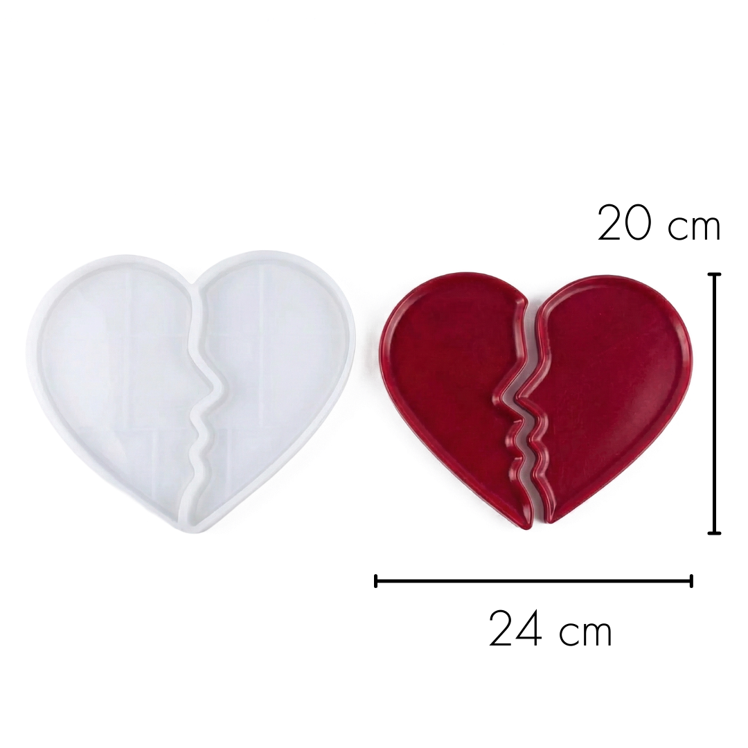 Broken Heart Tray Silicone Mould (2-Piece Set) | For Concrete | Jesmonite®️| Resin