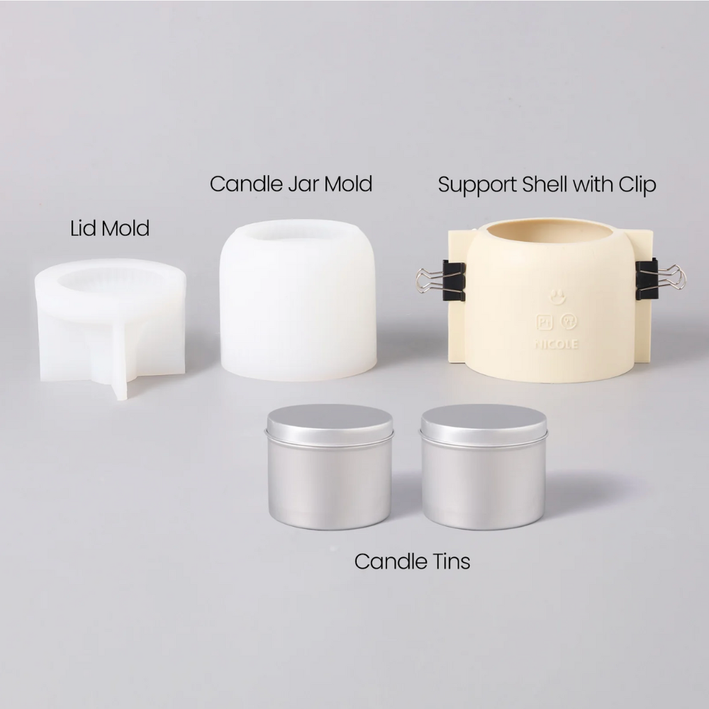 Boowan Nicole: Carousel Ridged Candle Jar (Pointed Lid) with 6 OZ Refill Candle Tin
