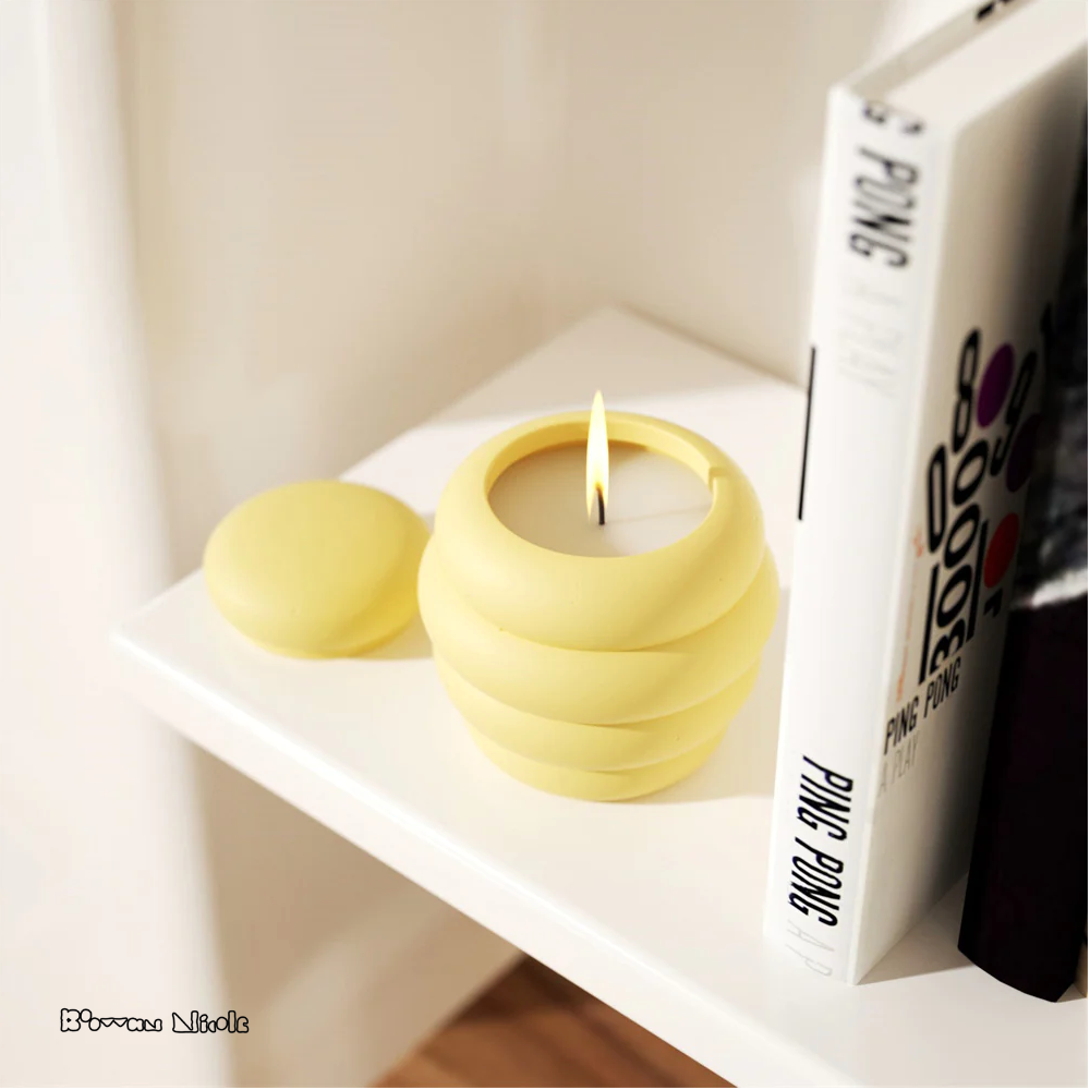 Boowan Nicole: Winnie Beehive Concrete Candle Vessel with Lid Silicone Mould