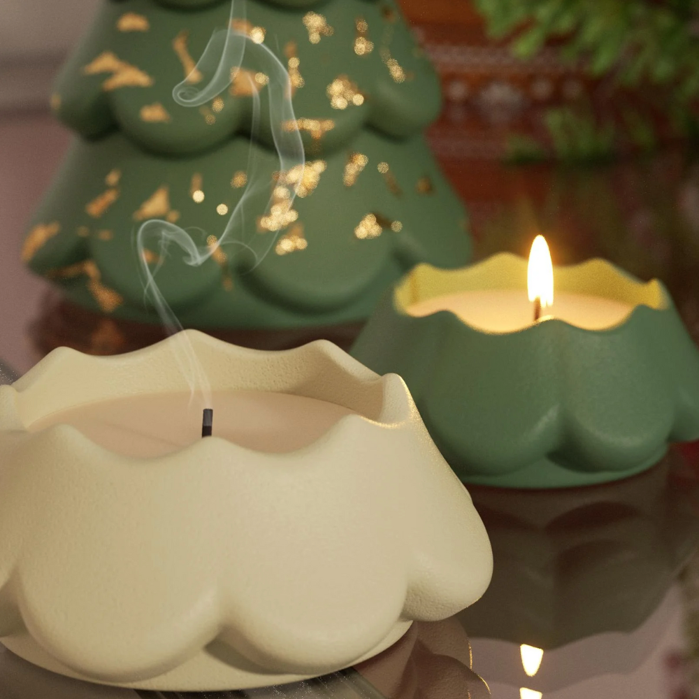 Boowan Nicole: Blooming Stacking Christmas Tree Candle Jar Silicone Mold