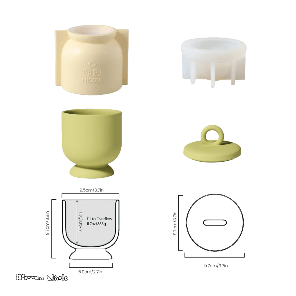Boowan Nicole: Chalice Candle Jar with Ring Handle Lid Silicone Mold - BohriAli.com