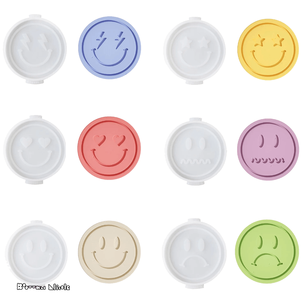 Boowan Nicole: Emoticon Concrete Coaster Silicone Mould - BohriAli.com