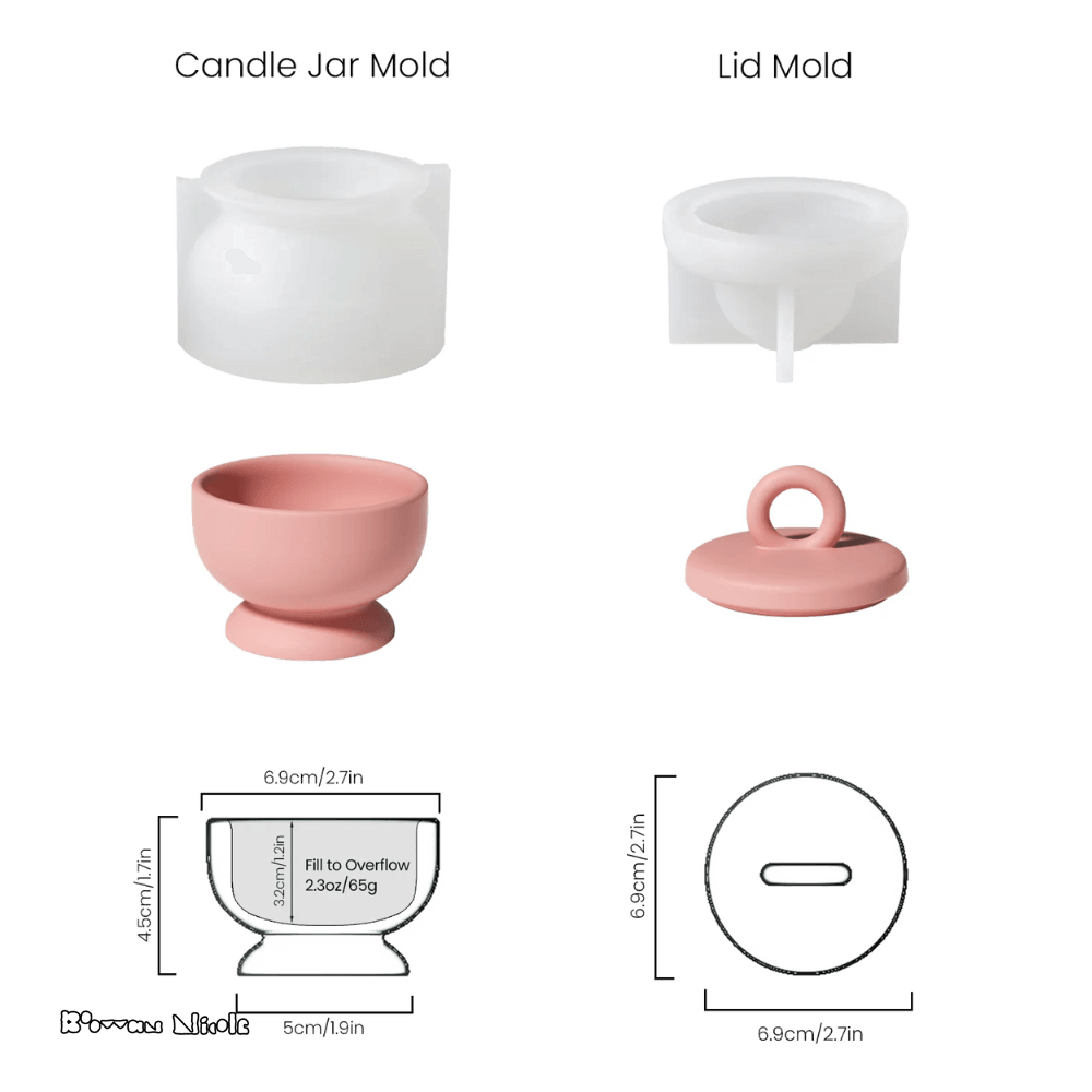 Boowan Nicole: Chalice Candle Jar with Ring Handle Lid Silicone Mold - BohriAli.com