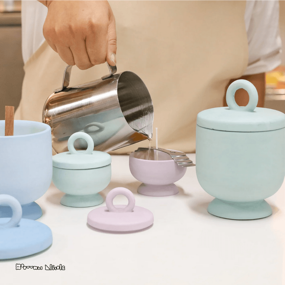 Boowan Nicole: Chalice Candle Jar with Ring Handle Lid Silicone Mold - BohriAli.com