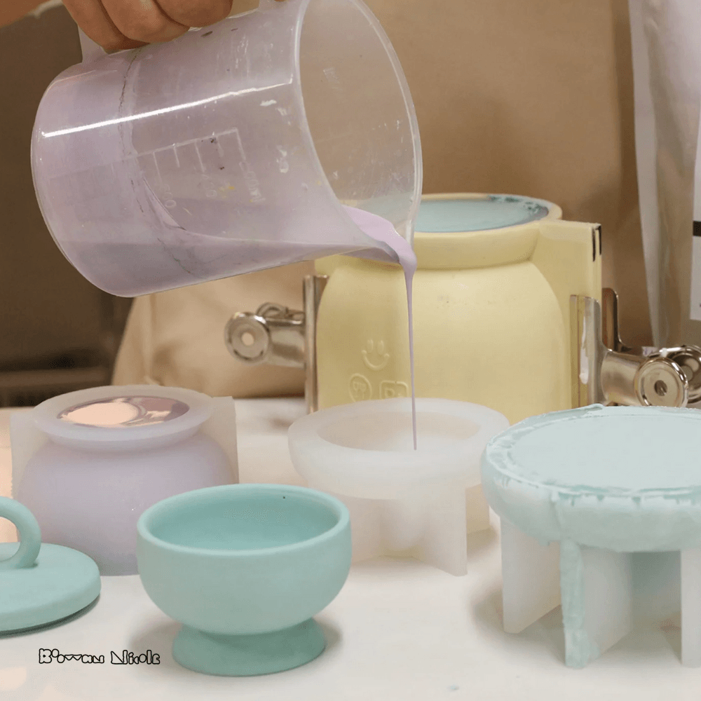 Boowan Nicole: Chalice Candle Jar with Ring Handle Lid Silicone Mold - BohriAli.com