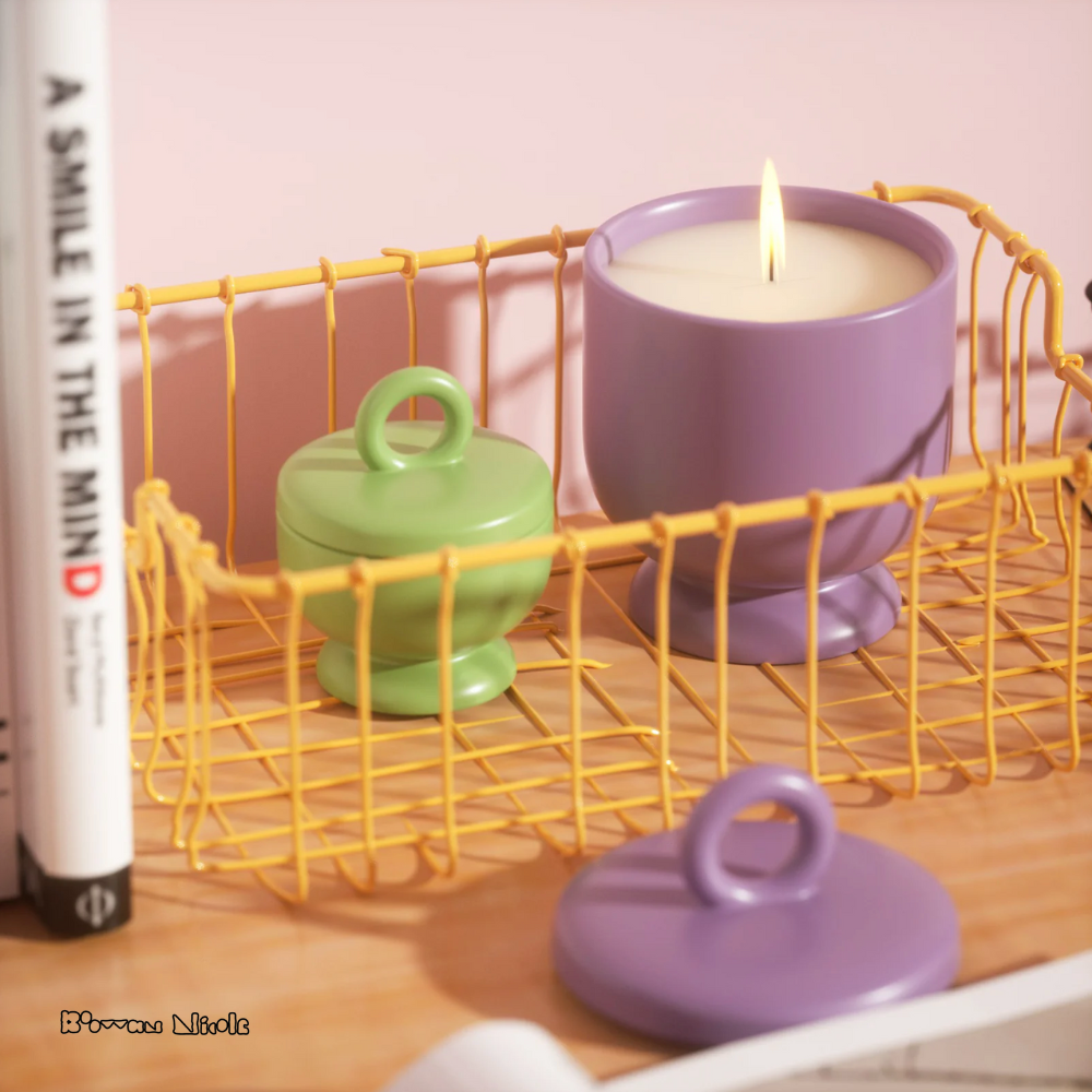 Boowan Nicole: Chalice Candle Jar with Ring Handle Lid Silicone Mold