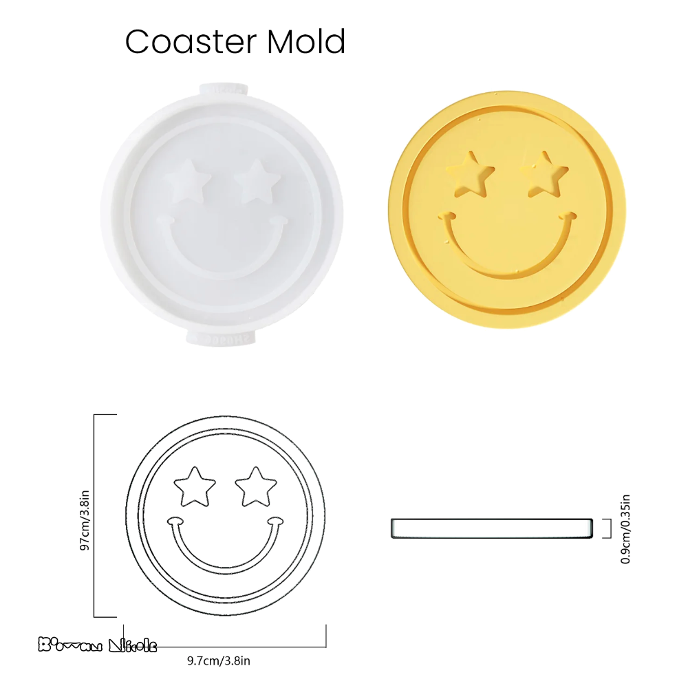 Boowan Nicole: Emoticon Concrete Coaster Silicone Mould