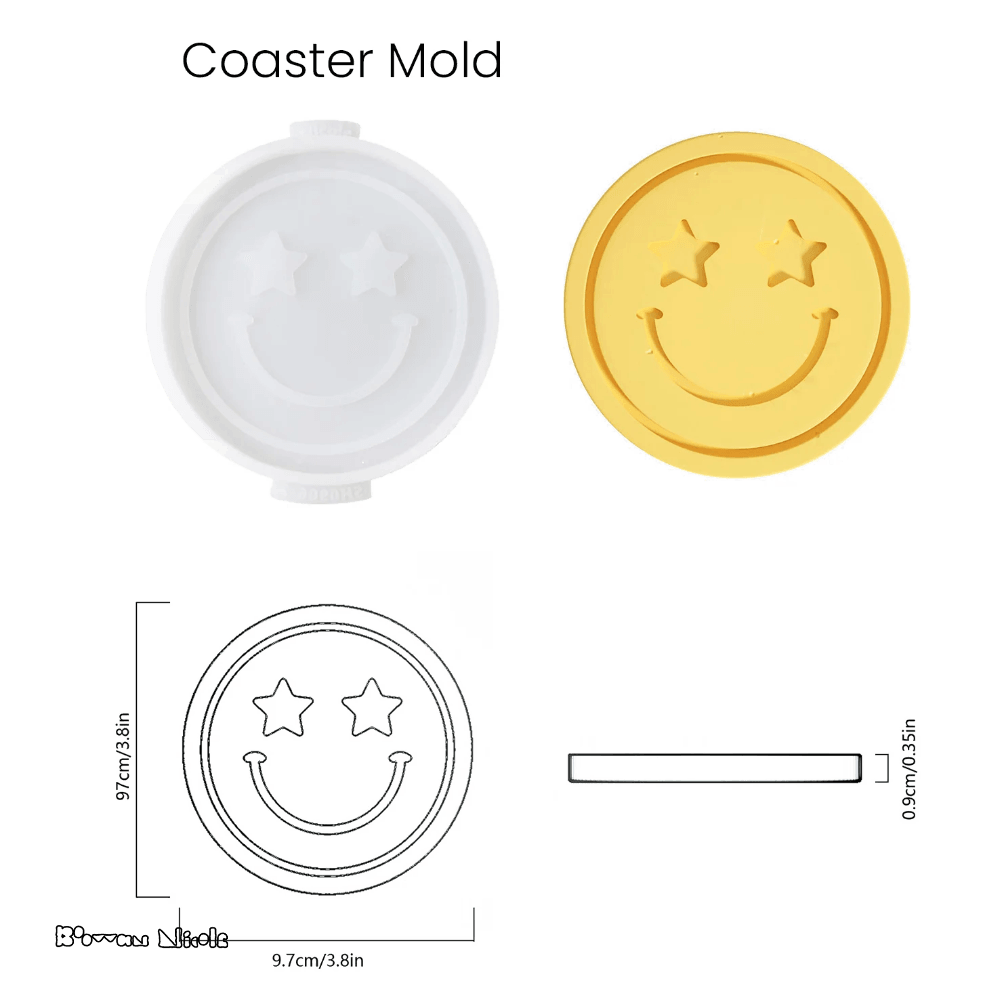 Boowan Nicole: Emoticon Concrete Coaster Silicone Mould - BohriAli.com