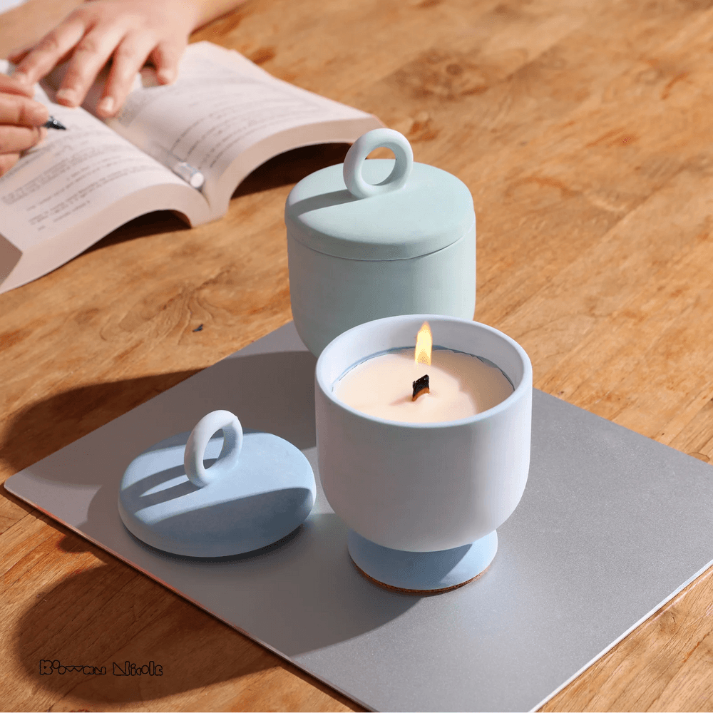 Boowan Nicole: Chalice Candle Jar with Ring Handle Lid Silicone Mold - BohriAli.com