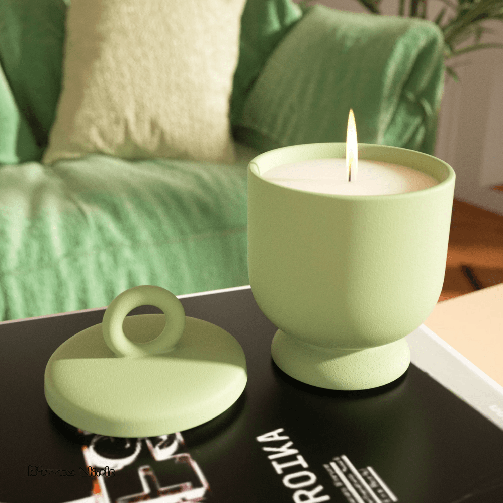 Boowan Nicole: Chalice Candle Jar with Ring Handle Lid Silicone Mold - BohriAli.com