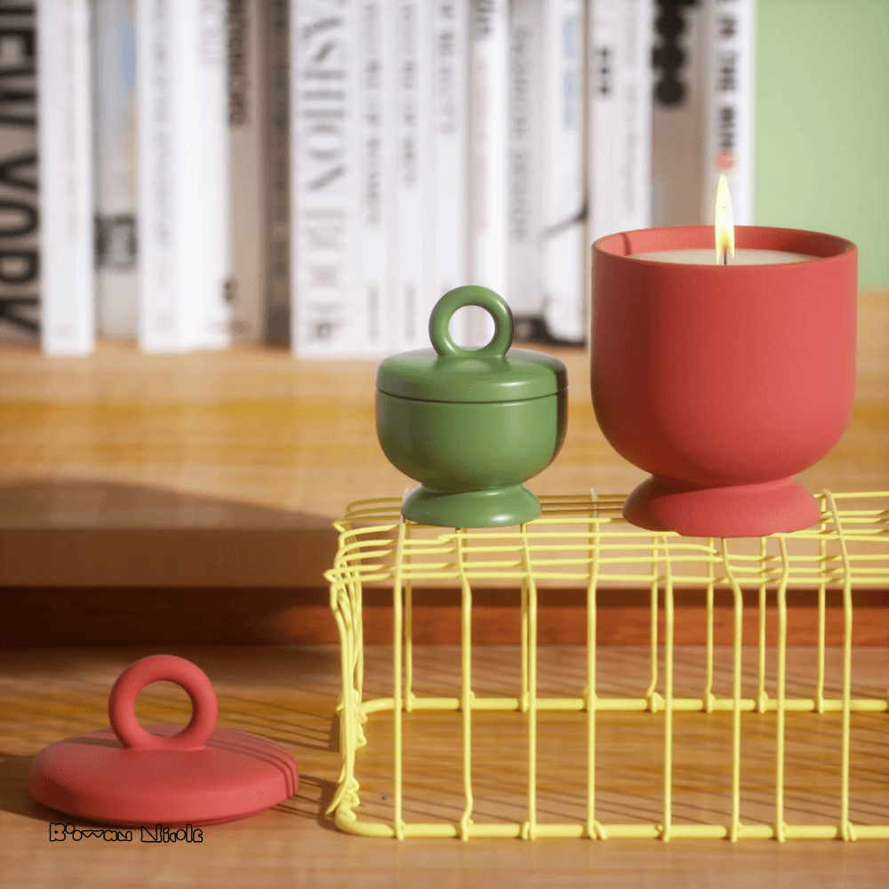 Boowan Nicole: Chalice Candle Jar with Ring Handle Lid Silicone Mold - BohriAli.com