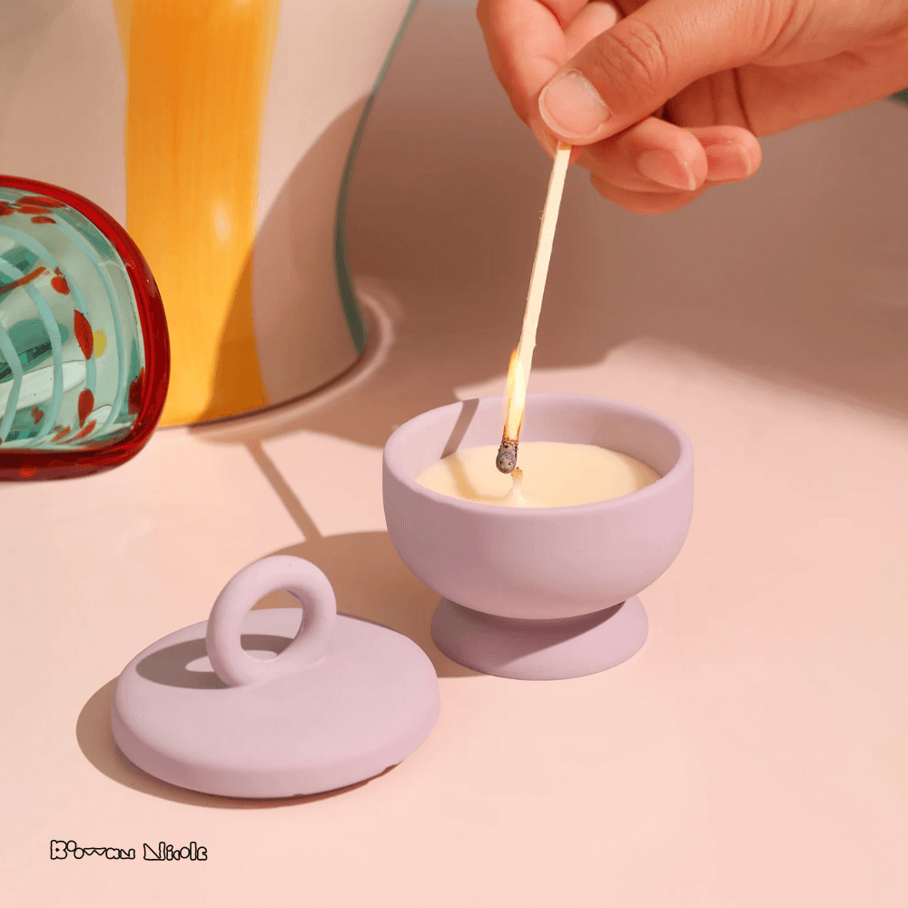 Boowan Nicole: Chalice Candle Jar with Ring Handle Lid Silicone Mold - BohriAli.com