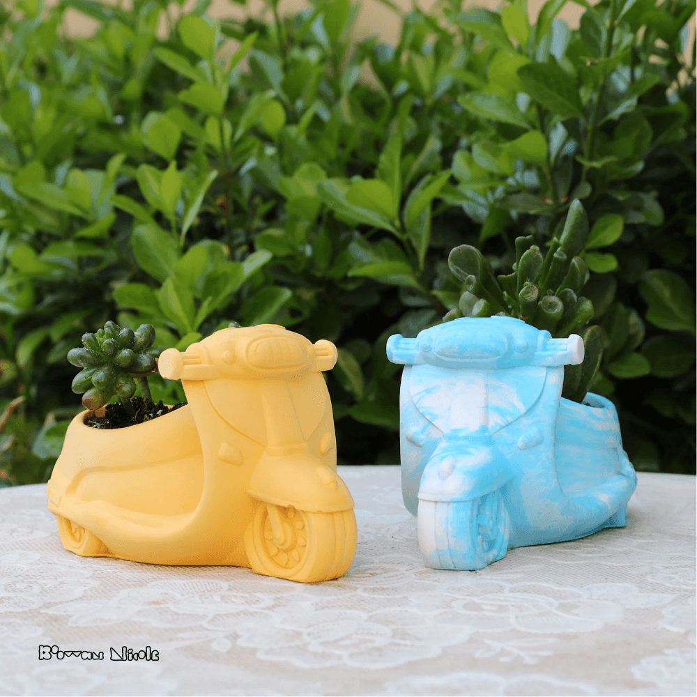 Boowan Nicole: Vespa Motorcycle Plant Pot Concrete Silicone Mould - BohriAli.com