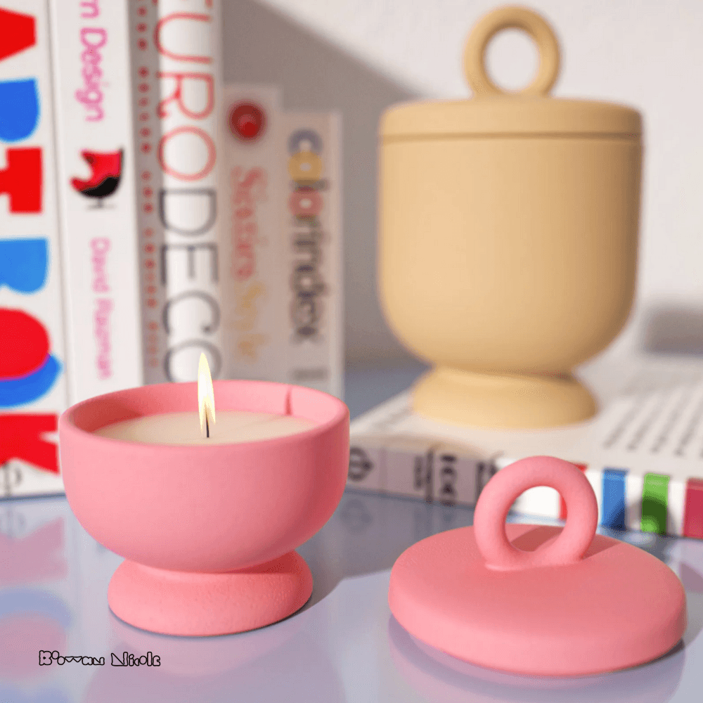 Boowan Nicole: Chalice Candle Jar with Ring Handle Lid Silicone Mold - BohriAli.com