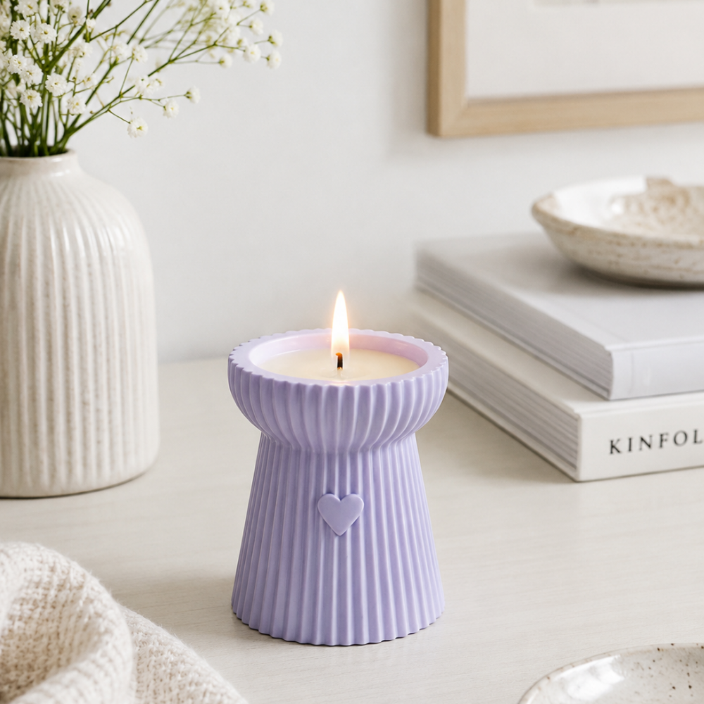 Heart Ribbed Candle Holder & Tray Silicone Mould | For Concrete | Jesmonite®️