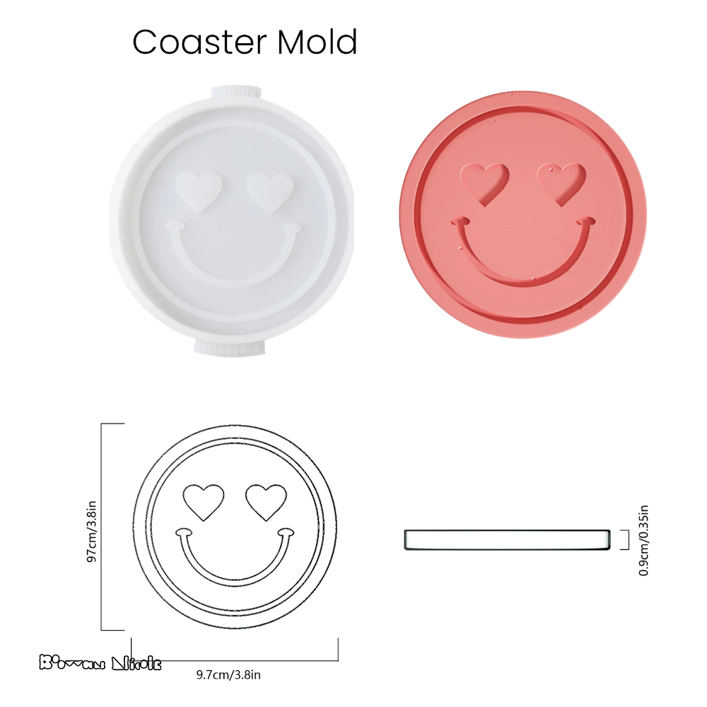 Boowan Nicole: Emoticon Concrete Coaster Silicone Mould