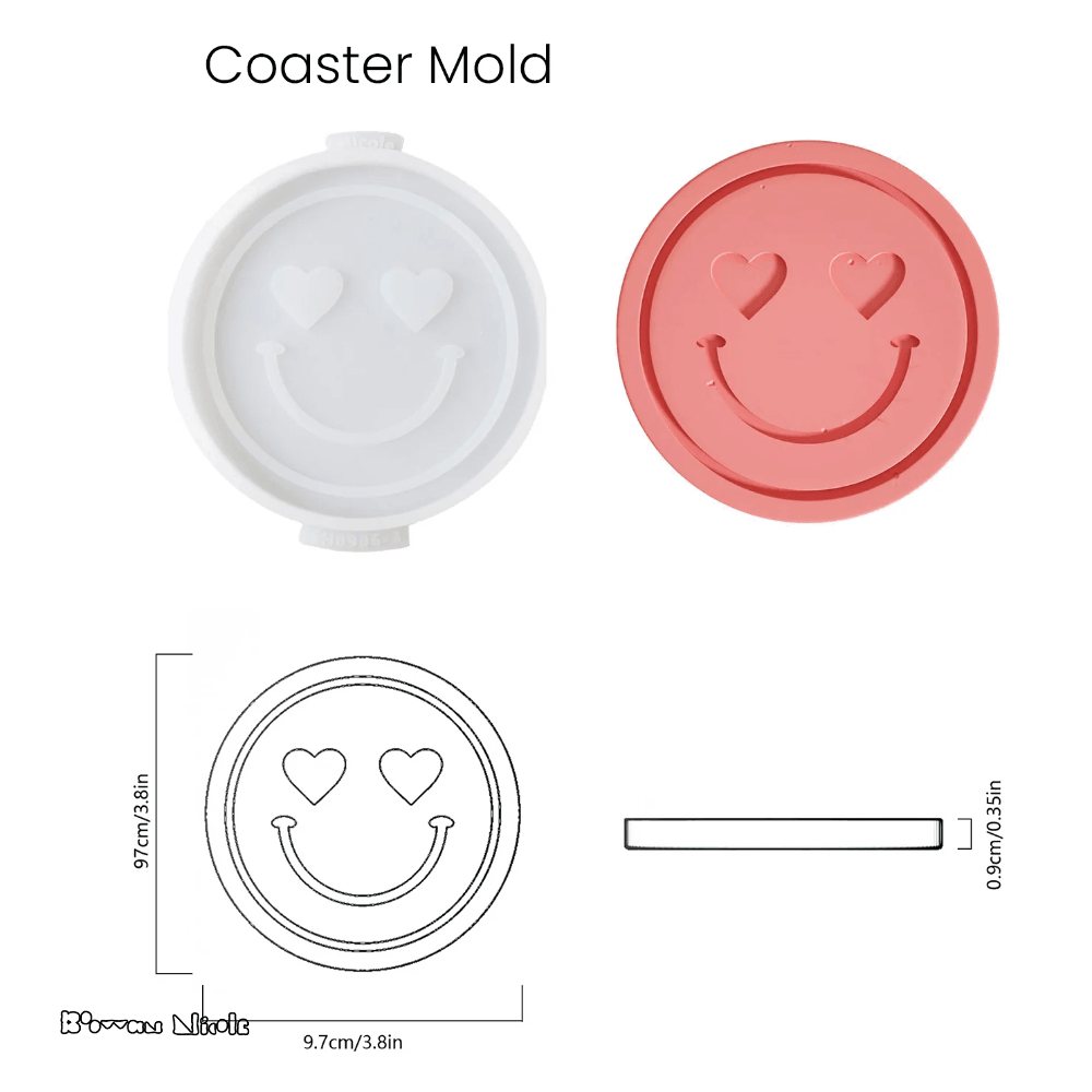 Boowan Nicole: Emoticon Concrete Coaster Silicone Mould - BohriAli.com