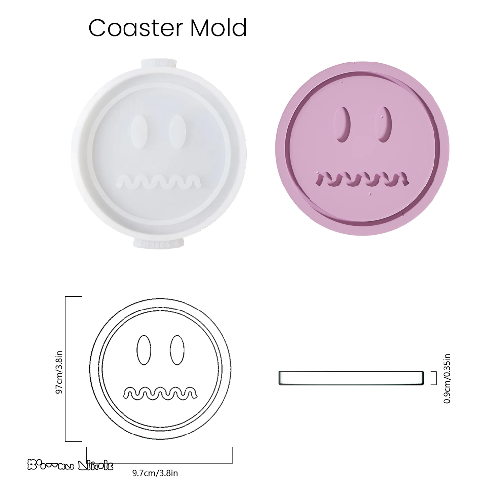 Boowan Nicole: Emoticon Concrete Coaster Silicone Mould
