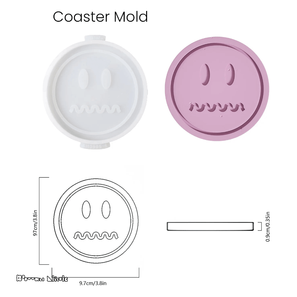 Boowan Nicole: Emoticon Concrete Coaster Silicone Mould - BohriAli.com