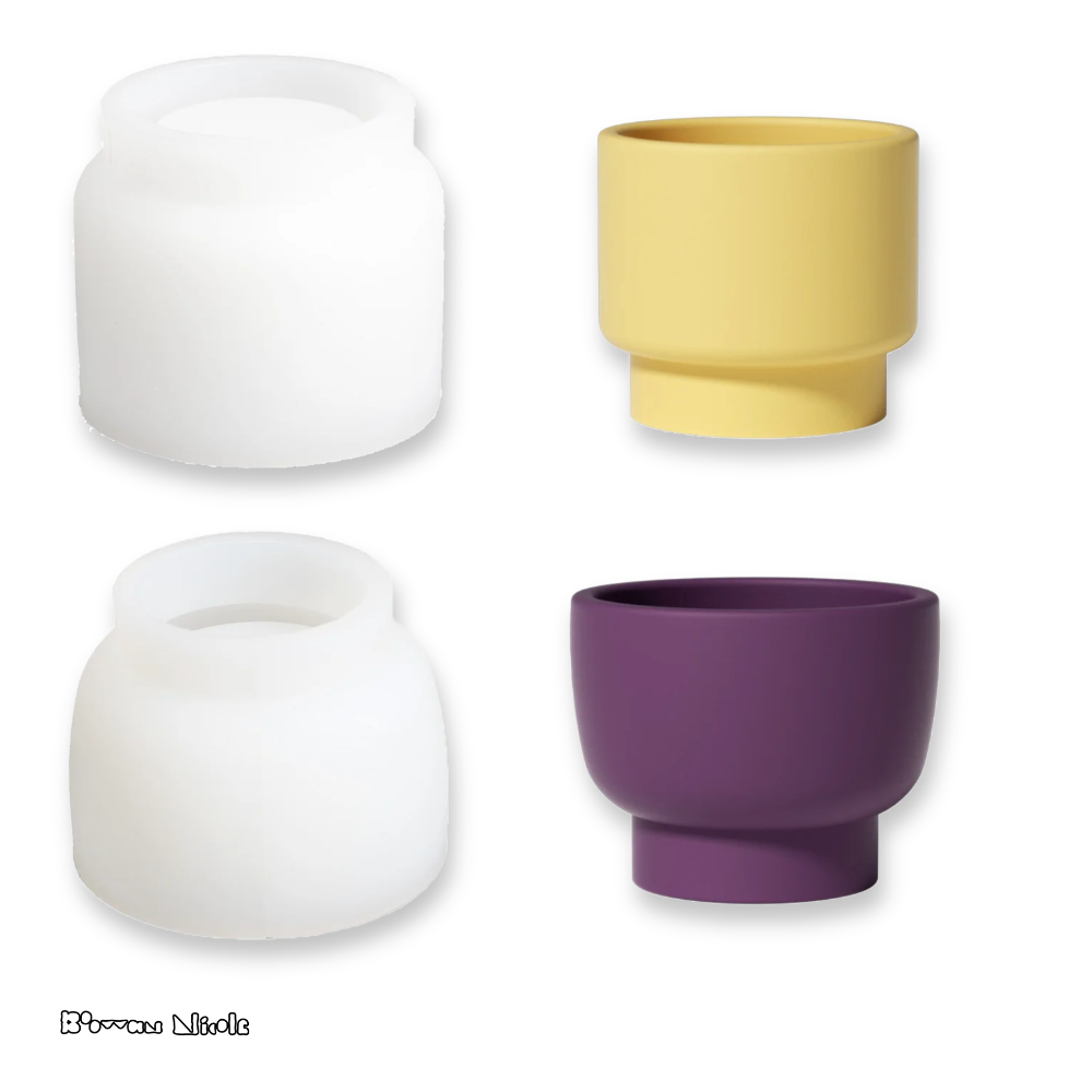 Boowan Nicole: Wide and Narrow Plant Pot Concrete Silicone Mould