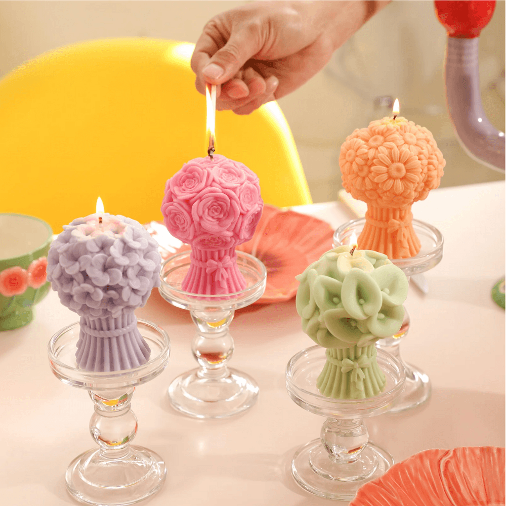 Boowan Nicole: Bouquet Flourishing Candle Silicone Mould Collection - BohriAli.com