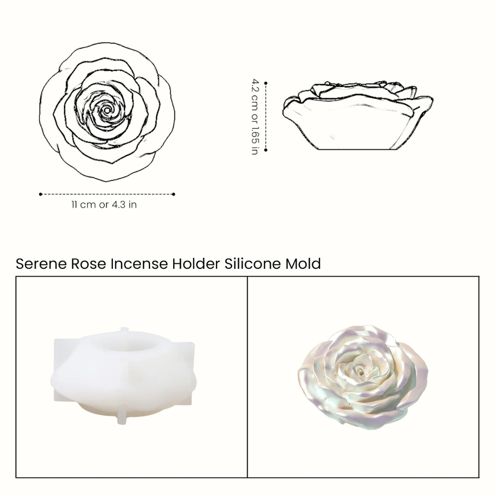 Boowan Nicole: Serene Rose Incense Holder Silicone Mold