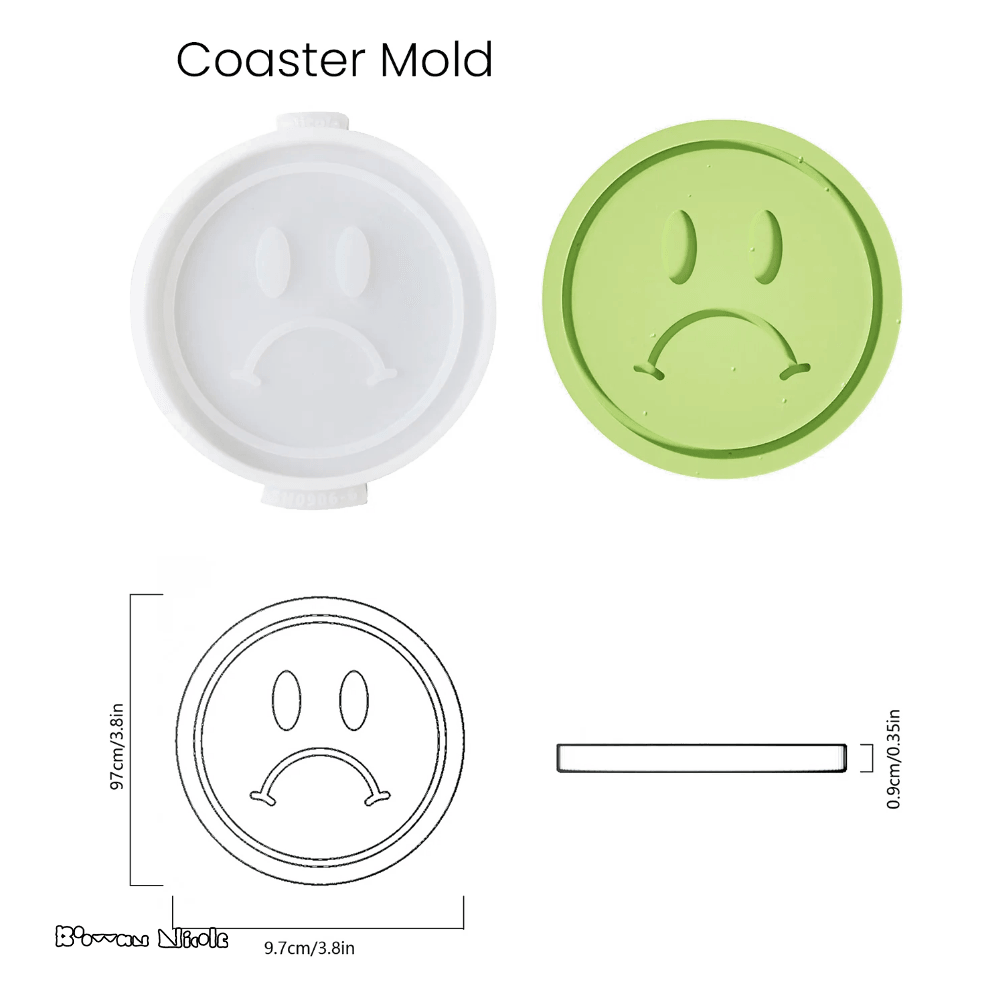 Boowan Nicole: Emoticon Concrete Coaster Silicone Mould - BohriAli.com