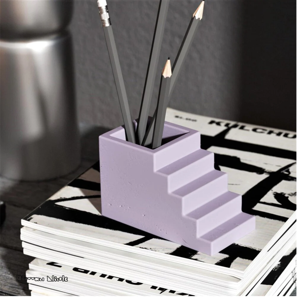 Boowan Nicole: Staircase Collection Concrete Office Accessories Pen Holder Silicone Mould