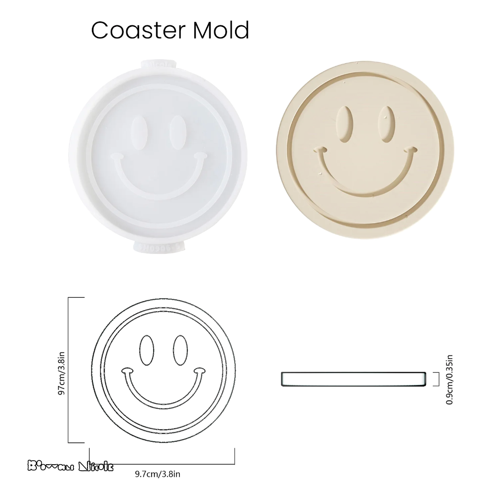 Boowan Nicole: Emoticon Concrete Coaster Silicone Mould