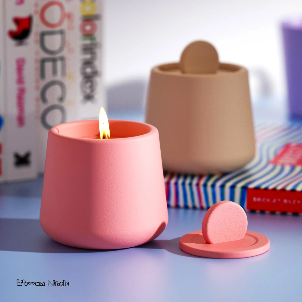 Boowan Nicole: Trapezoidal Candle Jar with Lid Silicone Mold