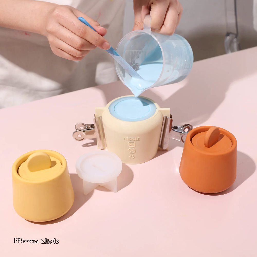 Boowan Nicole: Trapezoidal Candle Jar with Lid Silicone Mold