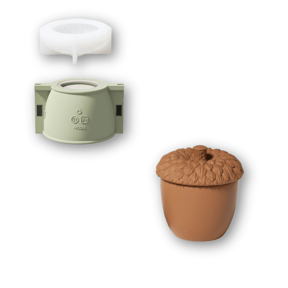 Boowan Nicole: Enchanted Acorn Cottage Candle Jar Mold (3.5 Oz / 7 Oz) - BohriAli.com