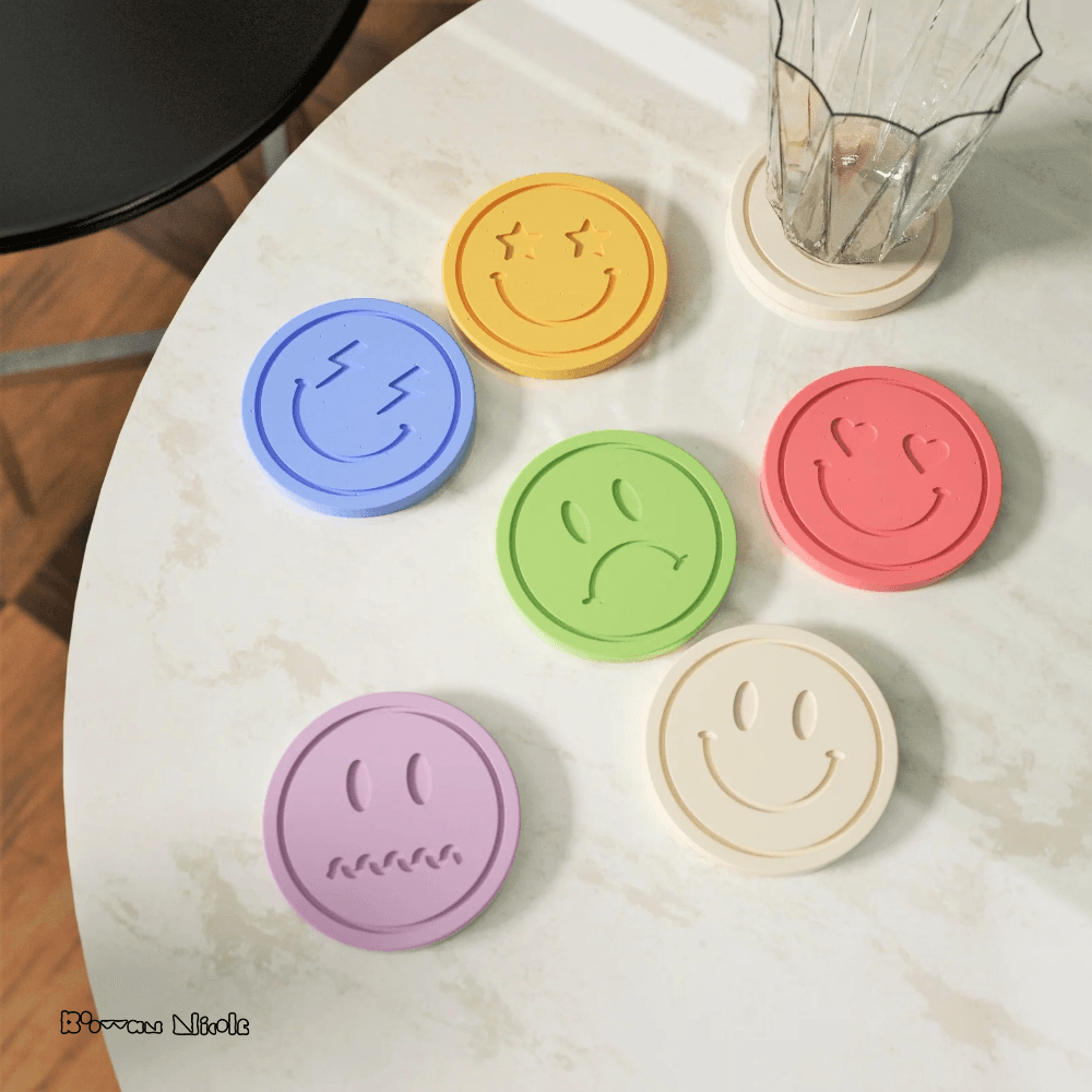Boowan Nicole: Emoticon Concrete Coaster Silicone Mould - BohriAli.com