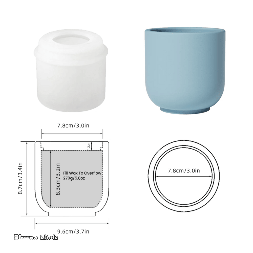 Boowan Nicole: Simple Concrete Jar with 2 styled lids Silicone Mould - BohriAli.com