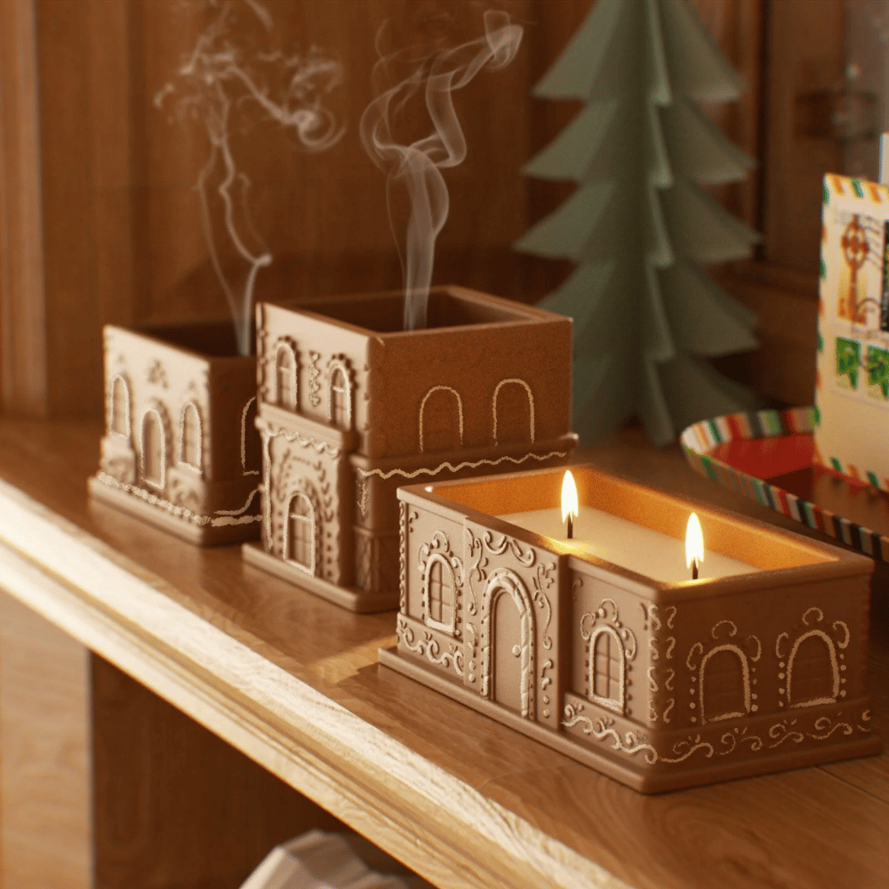 Boowan Nicole: Sweet Gingerbread Cottage Candle Jar Silicone Mold Collection