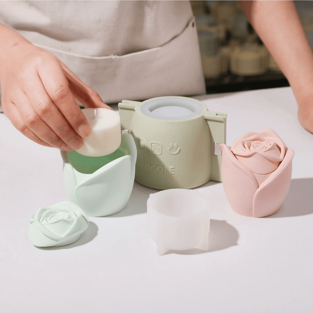 Boowan Nicole: Rose Reverie Candle Jar Silicone Mould - 3oz / 5oz Candle - BohriAli.com