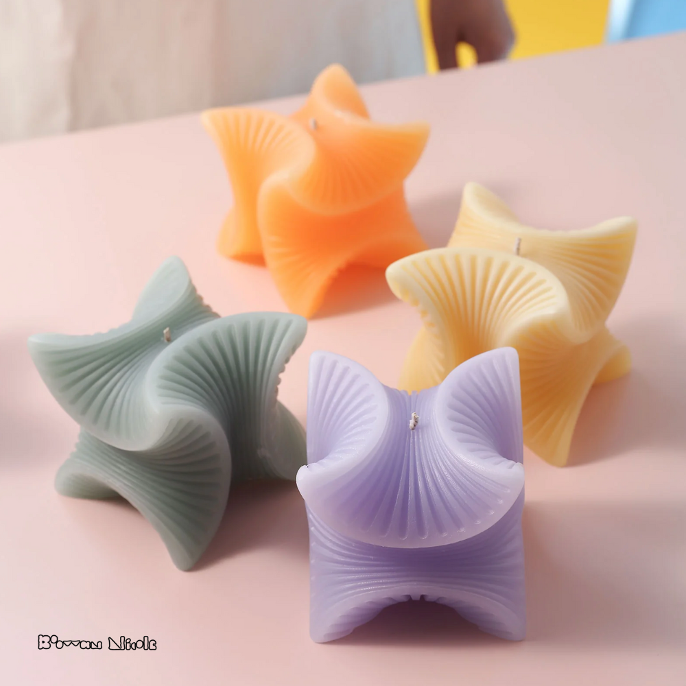 Boowan Nicole: Ribbed Twisted Cube Candle Silicone Mould