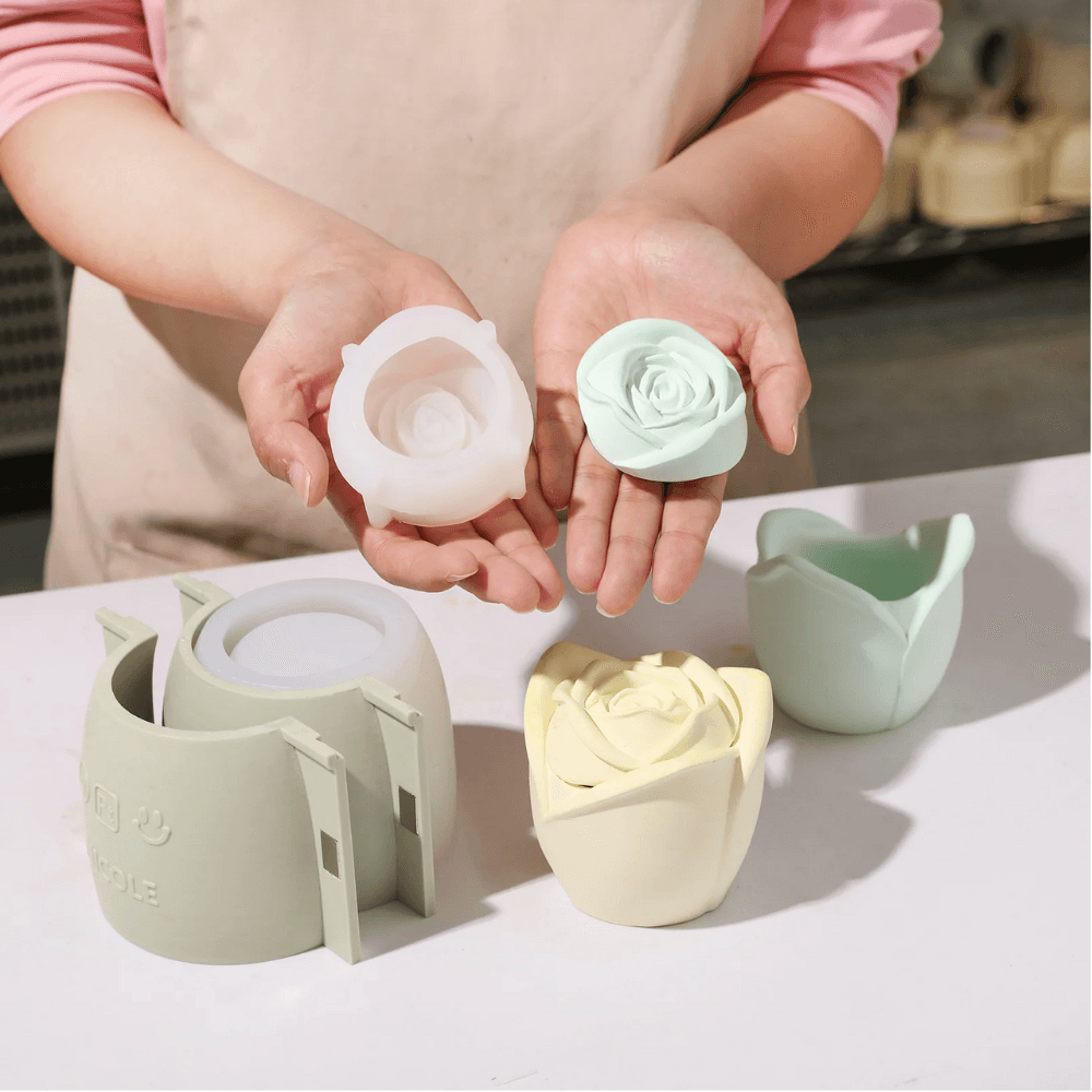 Boowan Nicole: Rose Reverie Candle Jar Silicone Mould - 3oz / 5oz Candle - BohriAli.com