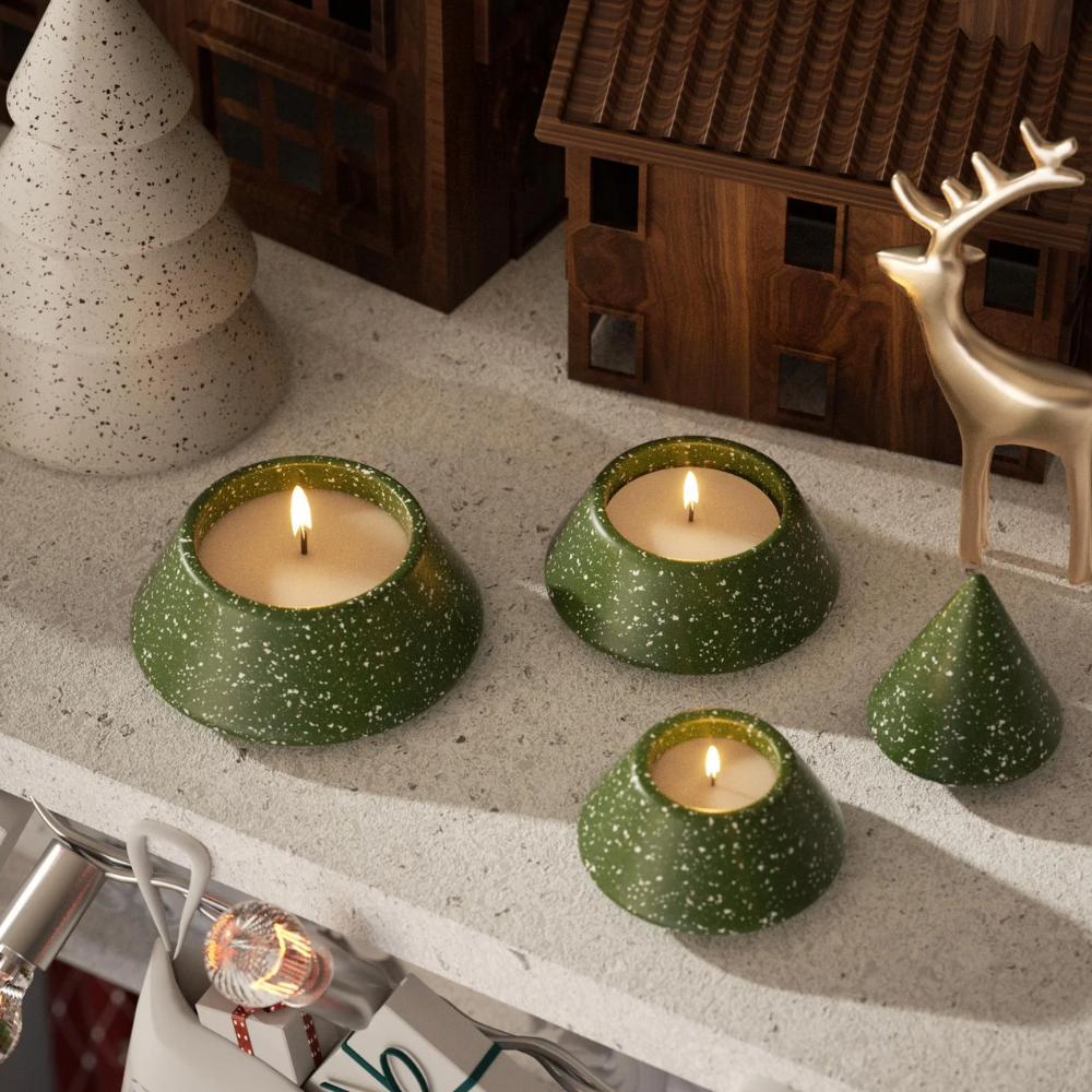 Boowan Nicole: Serene Stacking Christmas Tree Candle Jar Silicone Mold