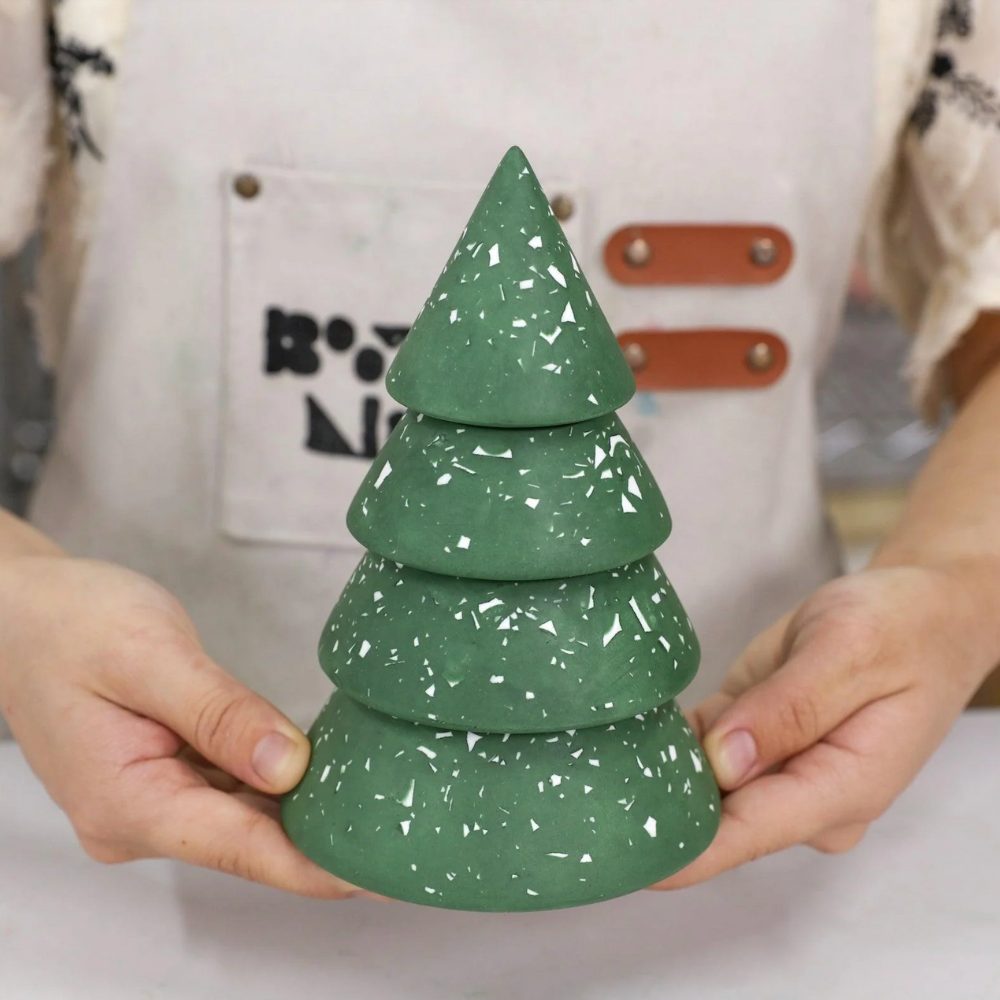 Boowan Nicole: Serene Stacking Christmas Tree Candle Jar Silicone Mold