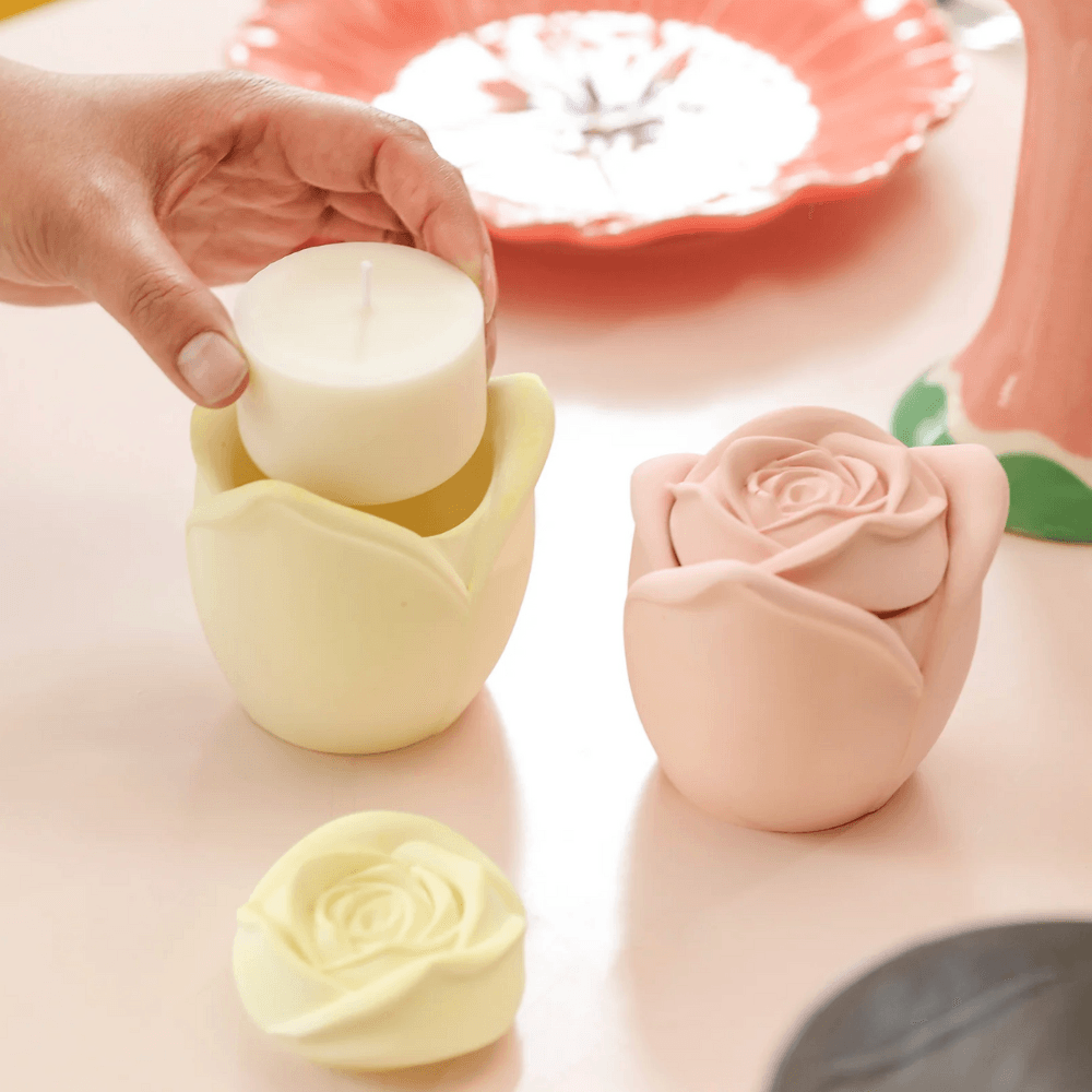 Boowan Nicole: Rose Reverie Candle Jar Silicone Mould - 3oz / 5oz Candle - BohriAli.com
