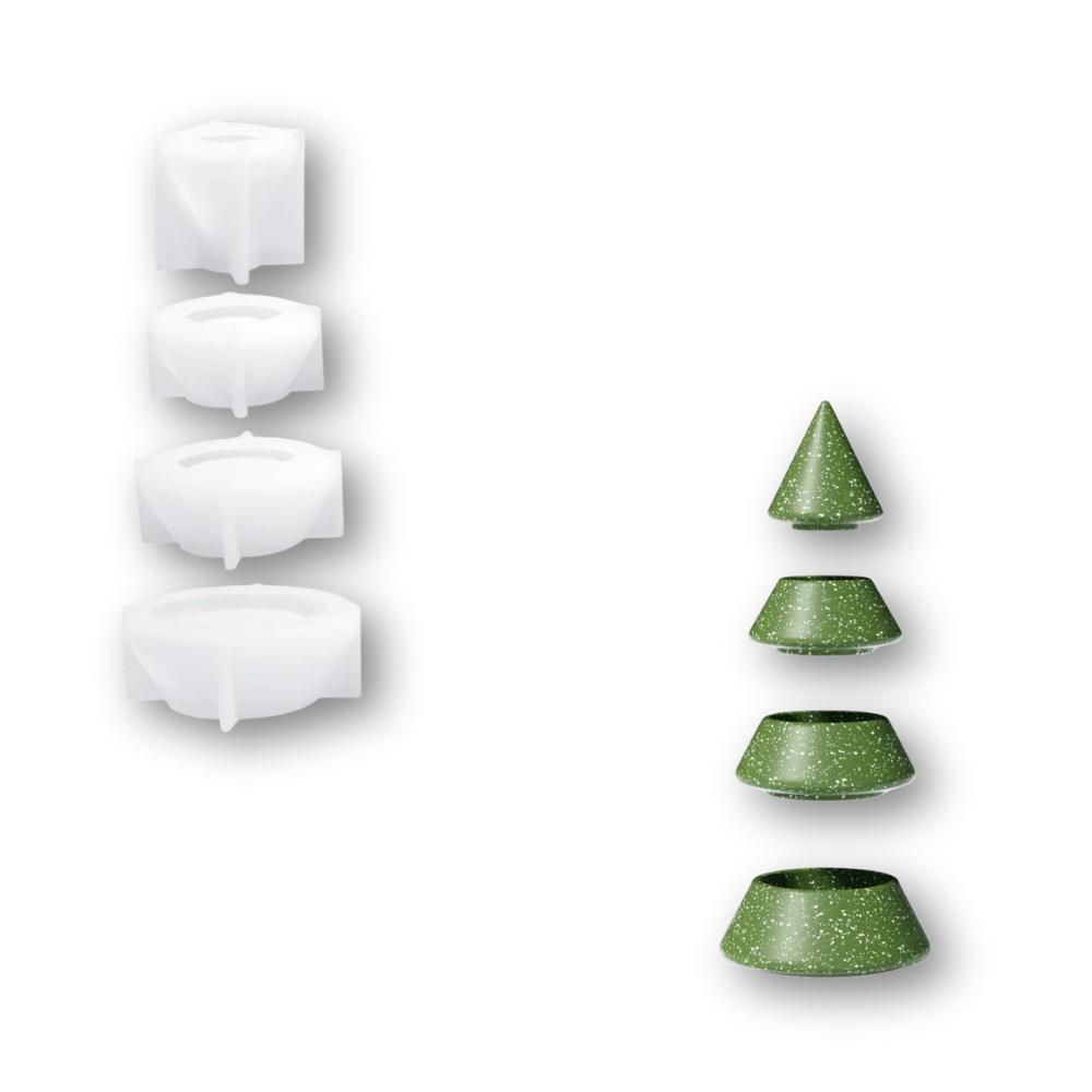 Boowan Nicole: Serene Stacking Christmas Tree Candle Jar Silicone Mold